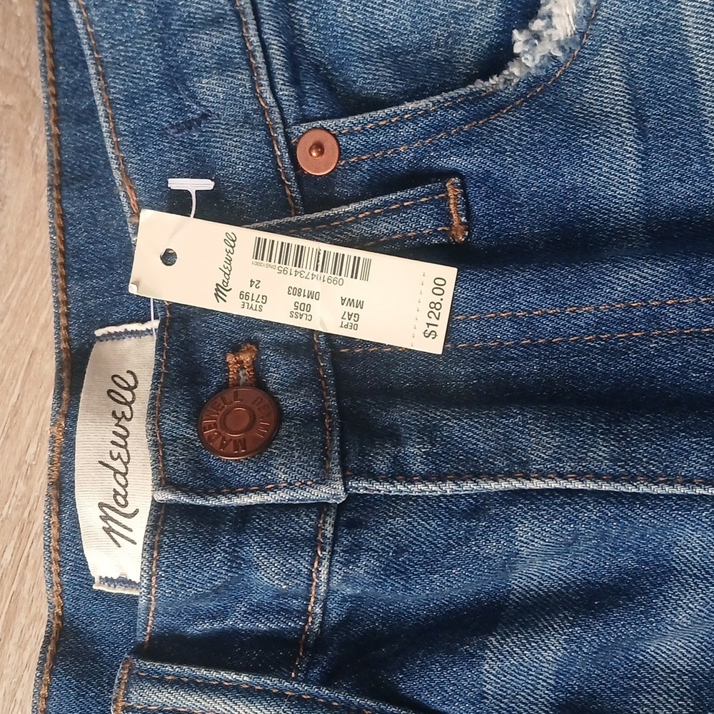 NEW Madewell Jeans Denim Distressed High Rise Slim Size 24 - Picture 9 of 11